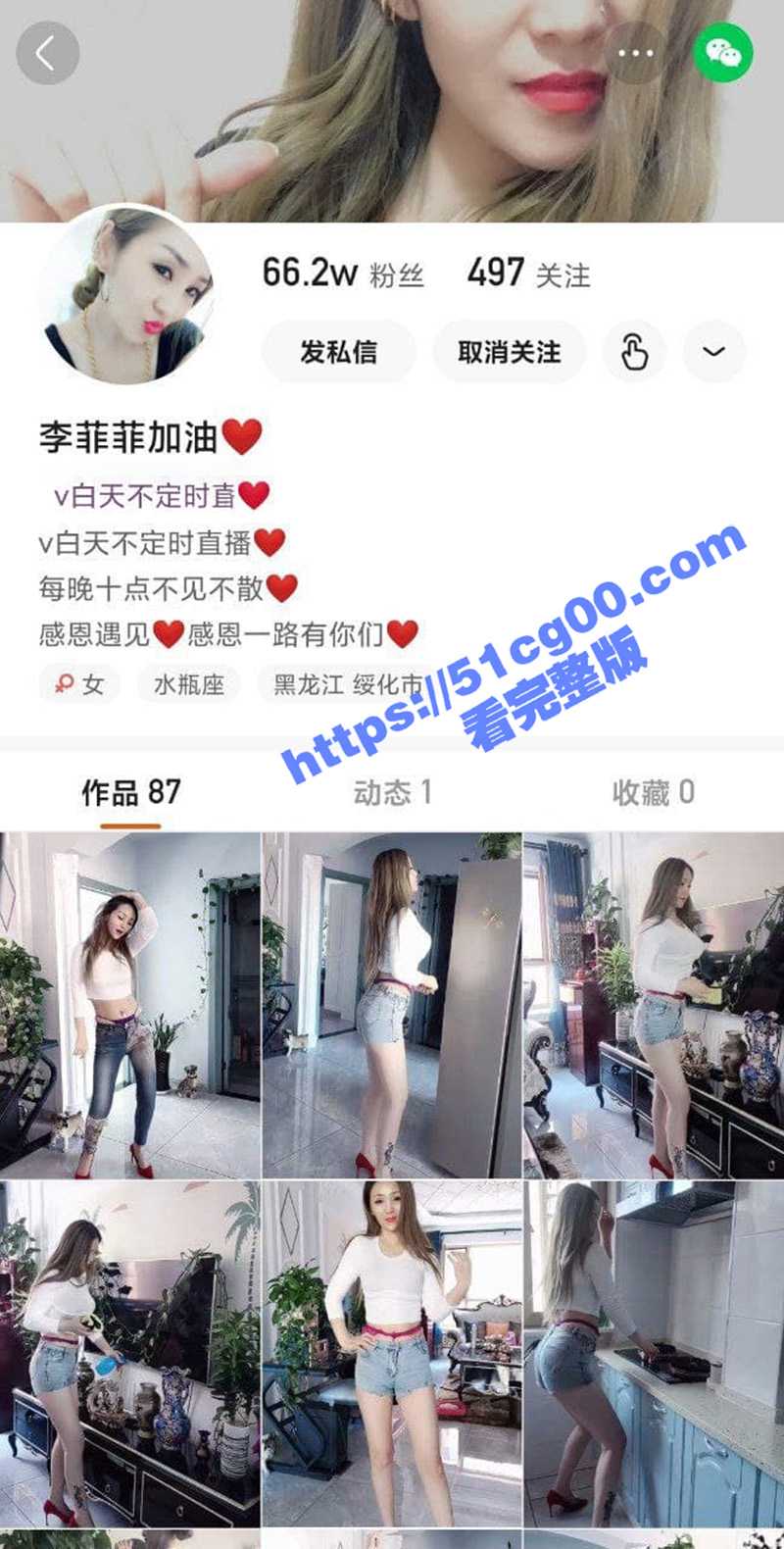 快手 66万粉丝网红主播 李菲菲 和榜一大哥 一对一流出