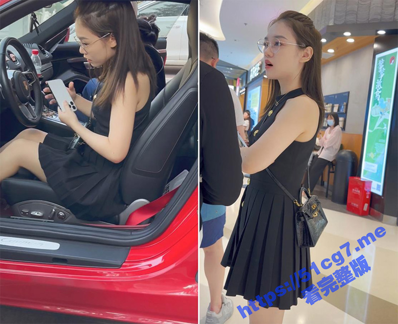 开保时捷的网红级别美女 形象气质顶级 短裙粉色骚丁 被抄底达人全程跟踪记录