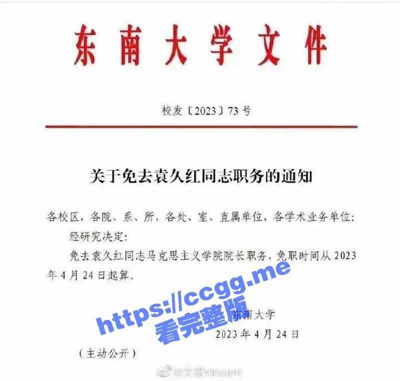东南大学宣传部长 马克思主义学院院长 袁久红 在300多人工作群发色情照！