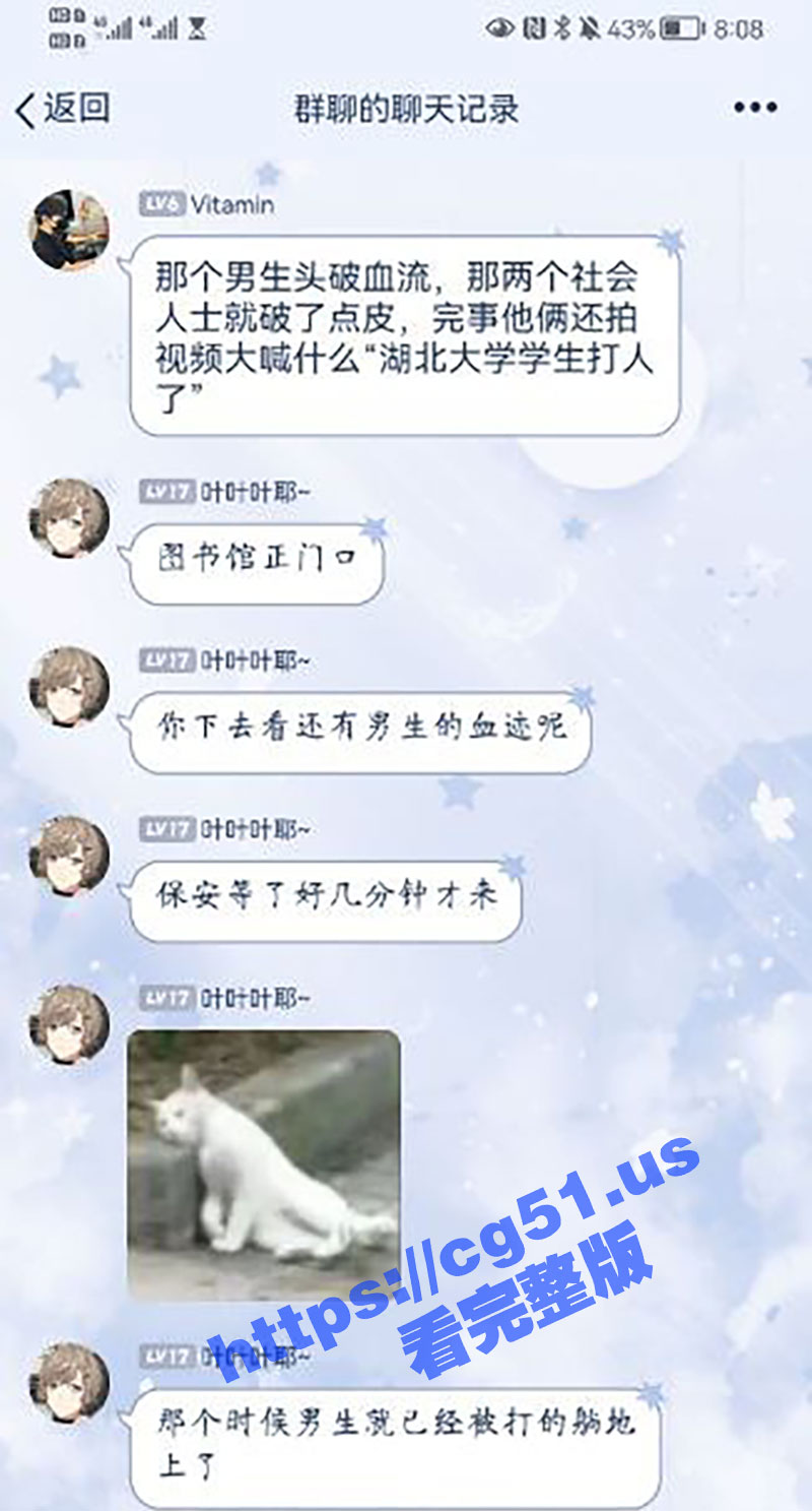 湖北大学校园打架斗殴事件 大学校园MMA！女大生不满被盯着看 男友挺身而出保护女友1V2 不敌慘流血暈倒