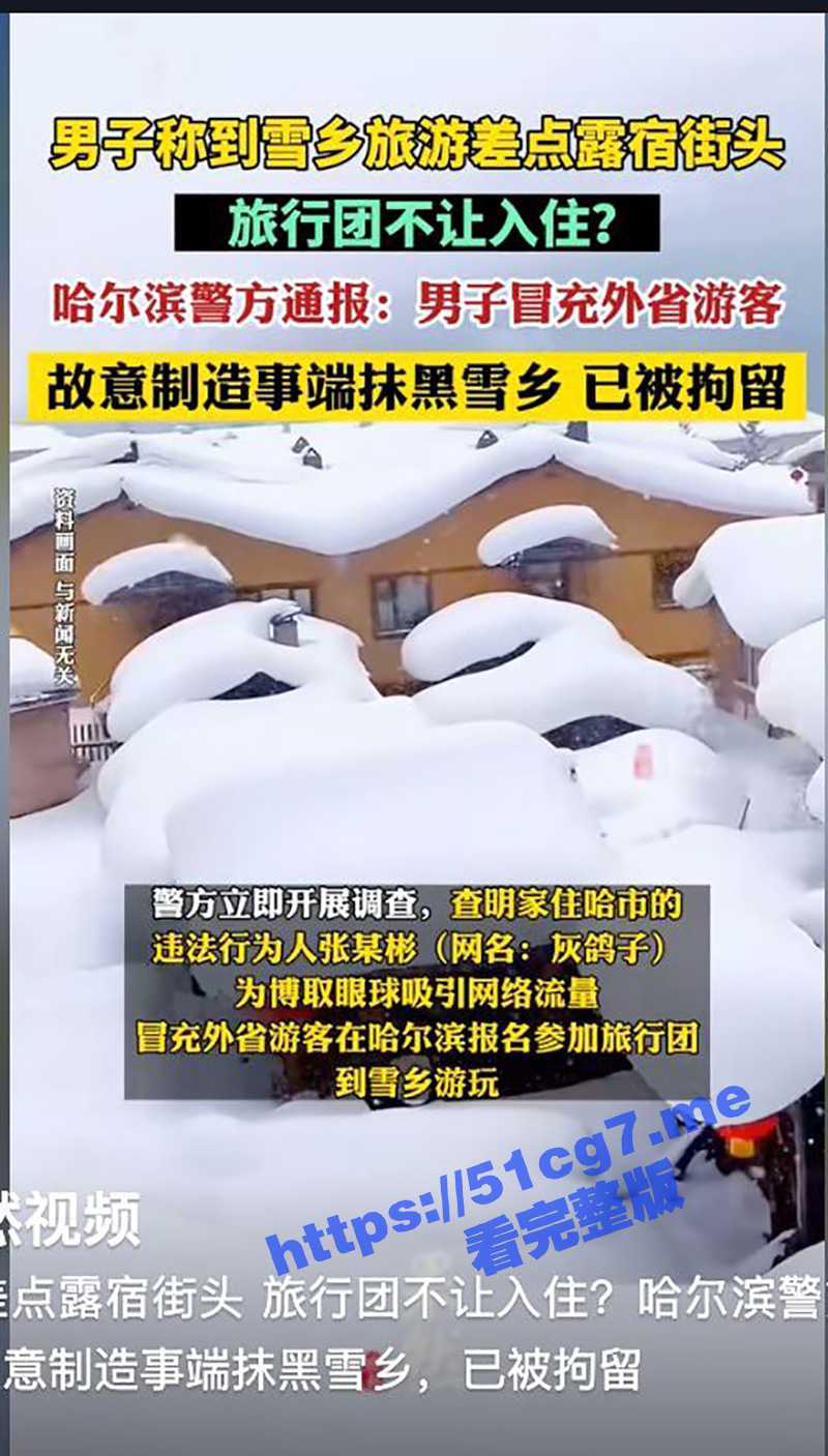 灰鸽子雪乡旅游14分钟视频 全网已下架且看且珍惜！因抹黑旅游形象已被行政拘留！