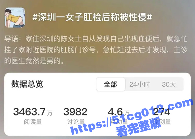 深圳陈女士肛检后称被性侵 索赔20万 医生竟是男的！网友称应挂精神病科！