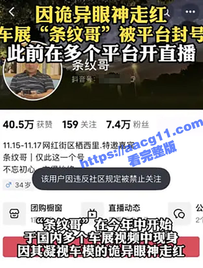 条纹哥看车模终章 因性骚扰诱拐车模被永久封禁 看过的车模一个没放过！
