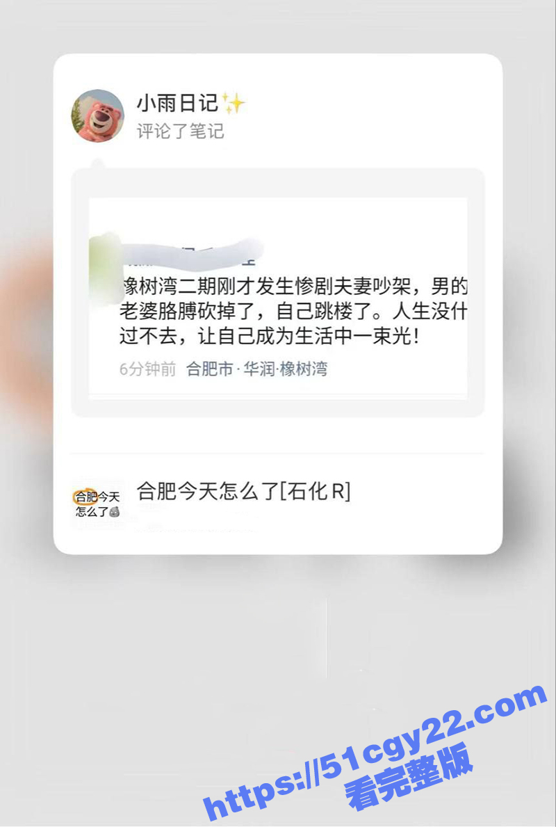 合肥橡树湾二期 夫妻吵架男子直接把老婆的胳膊砍掉扔下楼 然后跳楼自杀 现场视频独家曝光！