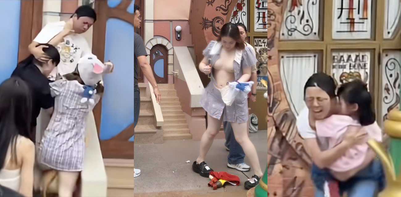 上海迪士尼情侣 和一家三口打架露奶火爆全网