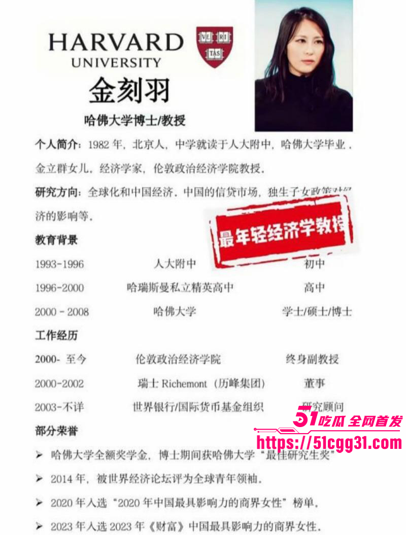 知名经济学家 金刻羽 从高知女神沦为小三 为浙商大佬余海军代孕私生子 带你深扒哈佛精英的炸裂人生！