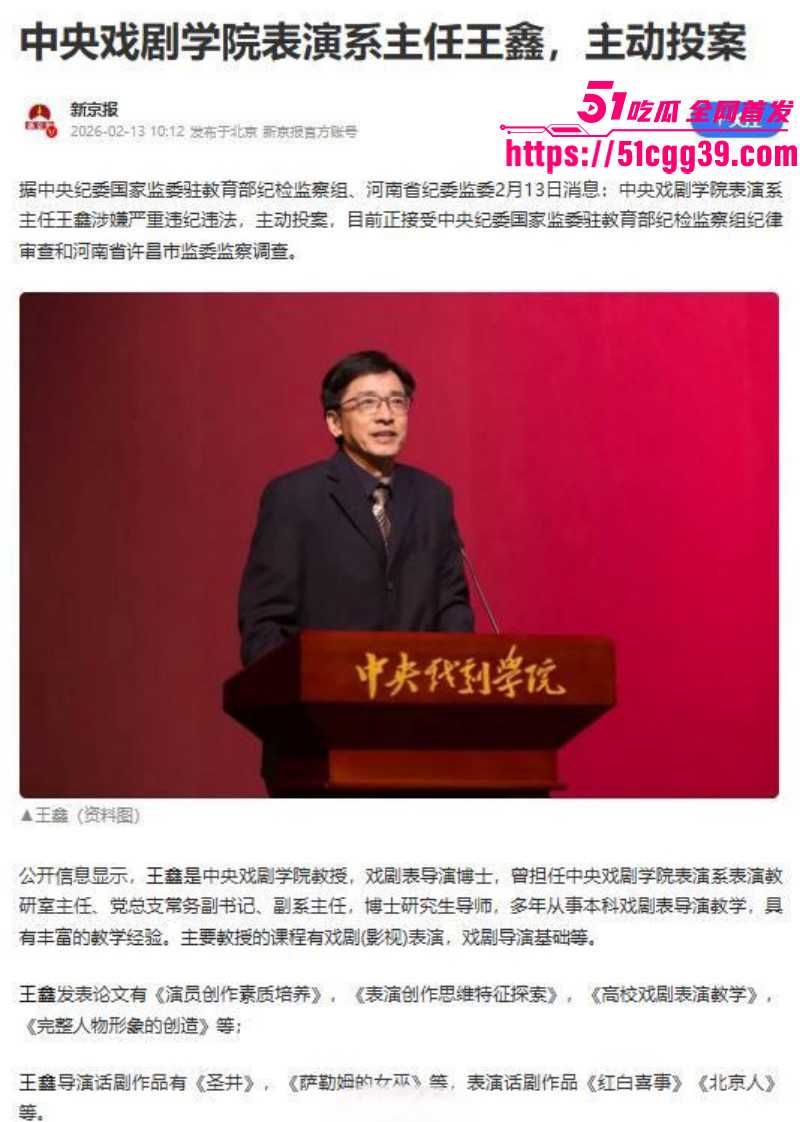 中戏高层领导人王鑫郝戎陈刚三人主动投案010