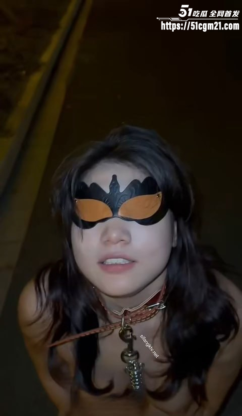 欲望母狗户外露出 带上狗链全裸出行 路灯照耀酮体风骚迷人 尽显骚浪姿态