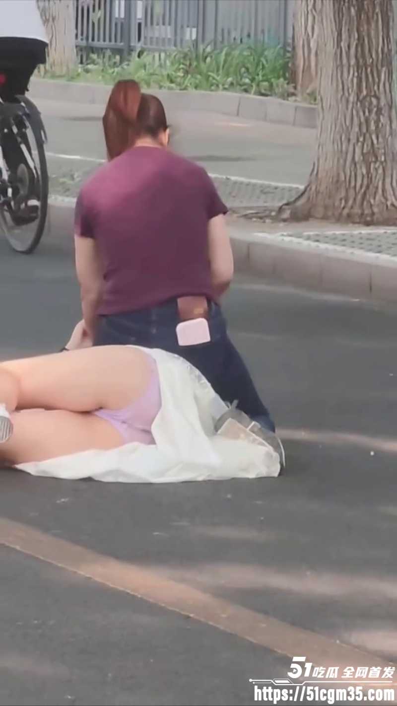 紫衣大妈街头暴揍白裙美女2