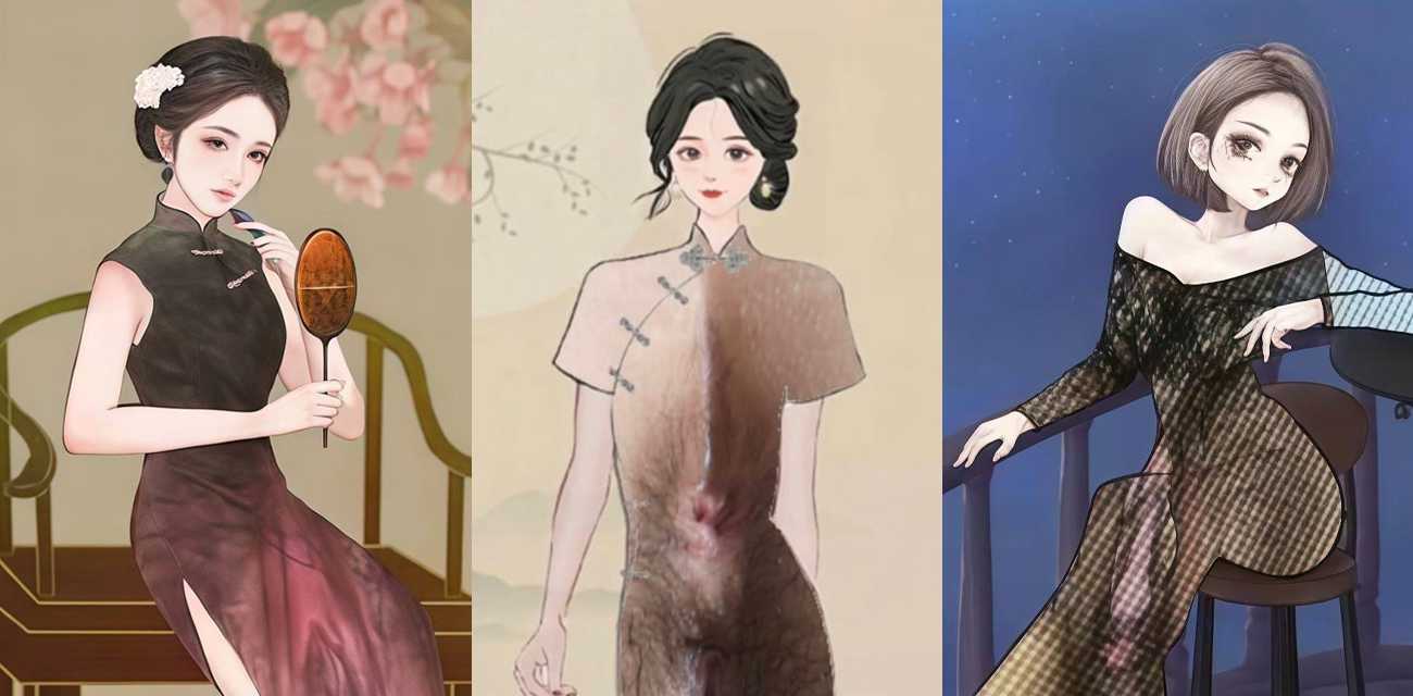 全网爆火万福图揭秘 古风美女旗袍暗藏色情 多种骚穴掀起全网追捧