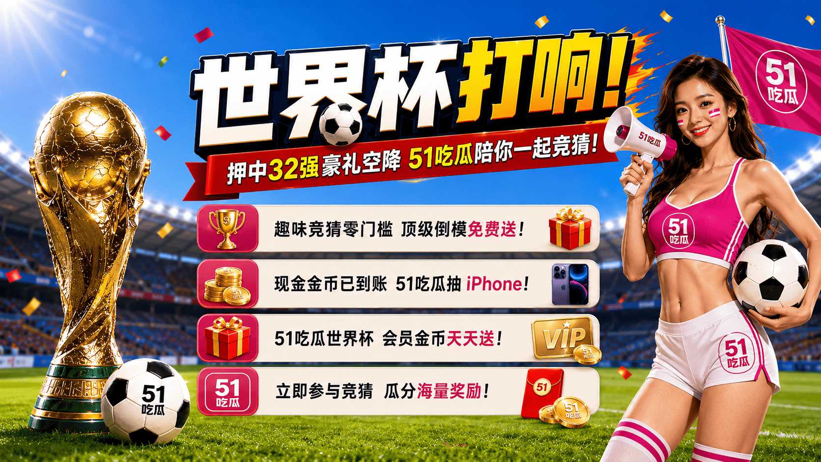 世界杯激战开战 32强神预测火热开启 51吃瓜陪你开盘竞猜！