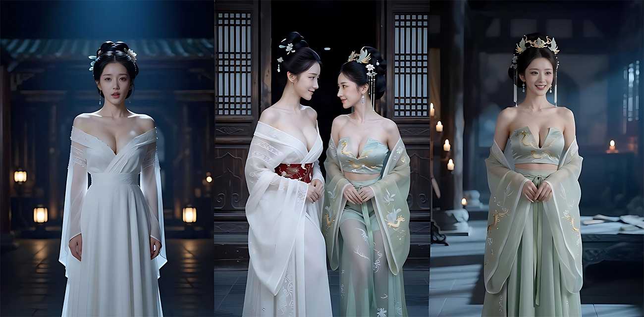 AI成人短剧 古寺艳鬼录 1-3集 探秘主播被女鬼姐妹轮番榨精 长舌侍奉太妖艳！