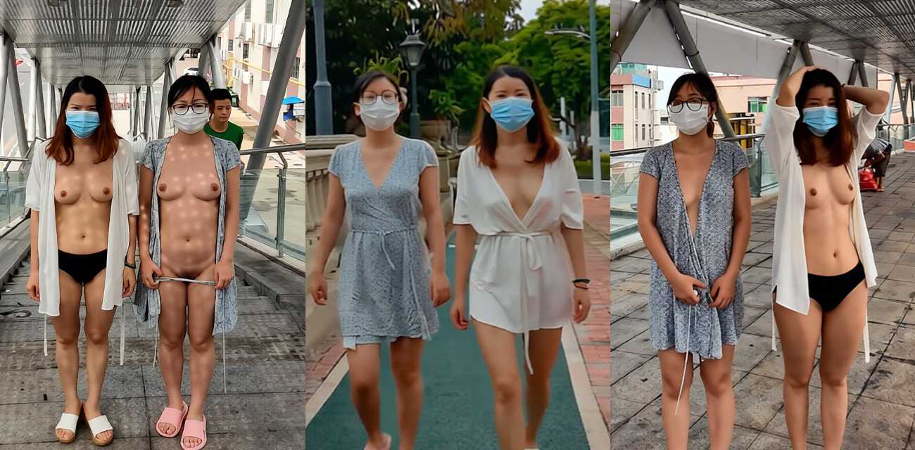 网黄博主 TonyJ和贝贝 携手露出 双女合璧天桥驻足发骚 美乳粉穴勾引路人围观视奸