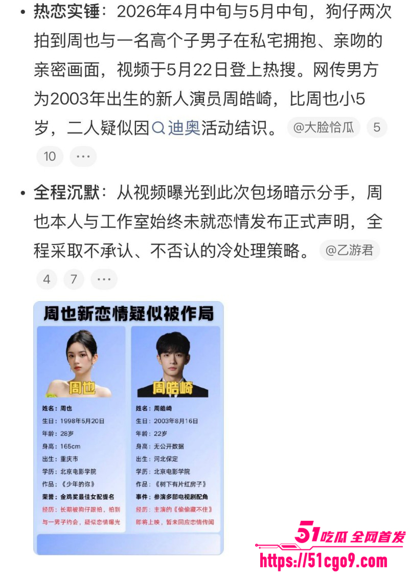 内地女演员周也周皓崎官宣分手019