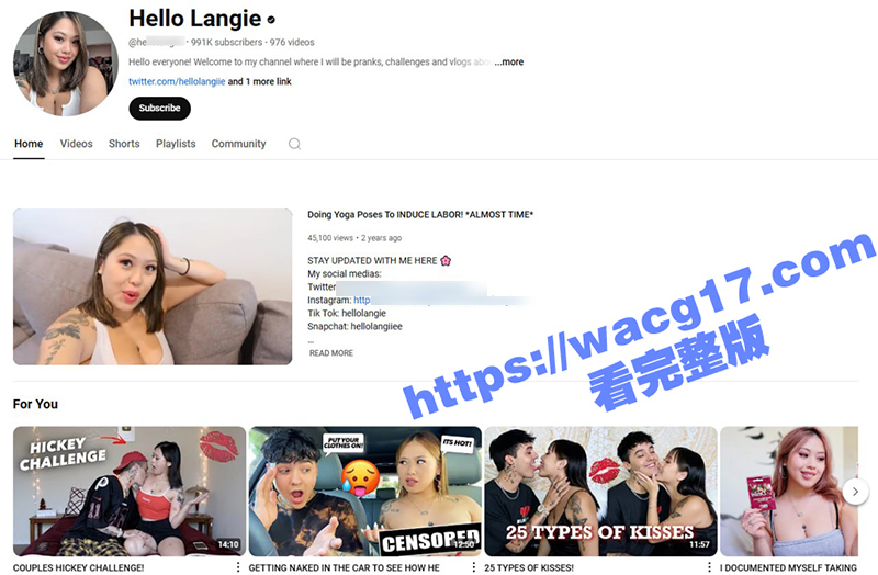 极品身材华裔博主 helloLangie 卖逼视频被曝光！为了迎合老外 还特意垫了屁股！