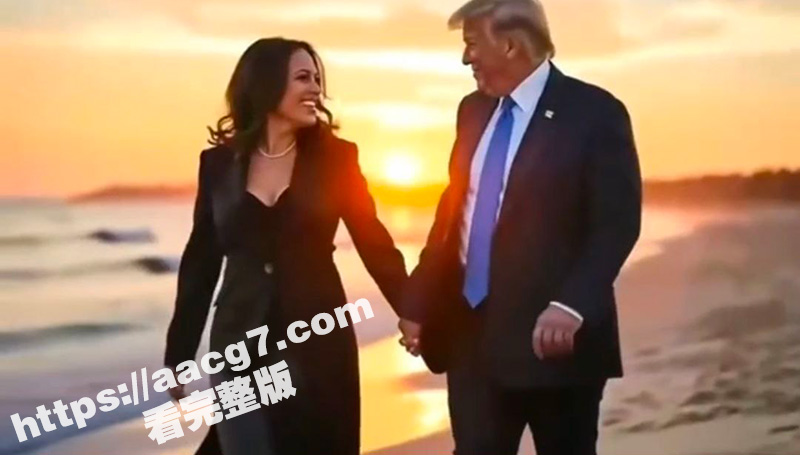 整活网友逆天恶搞 特朗普哈里斯激情热吻 还为其生下了小特朗普
